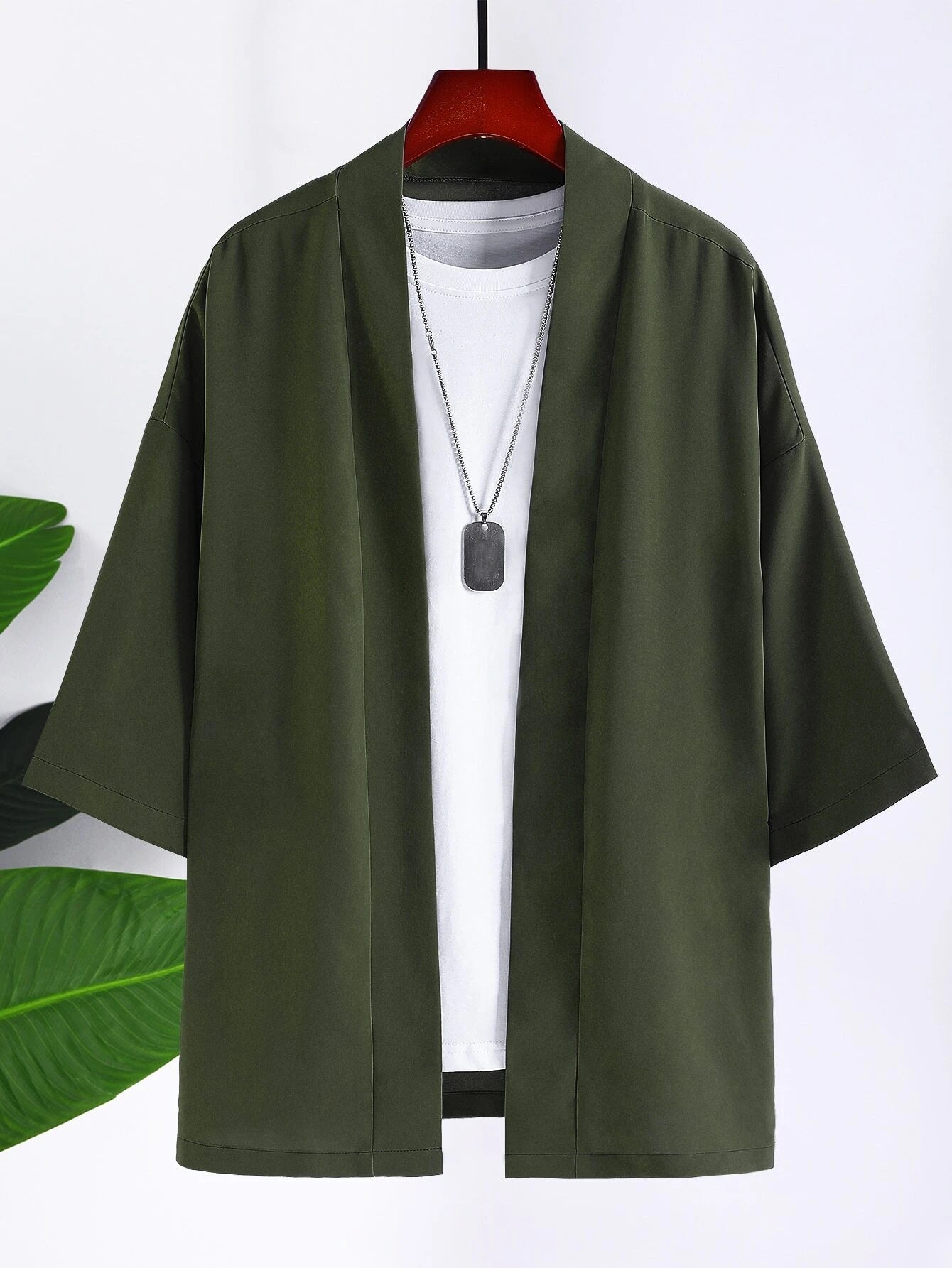 Manfinity Men Solid Drop Shoulder Kimono without Tee