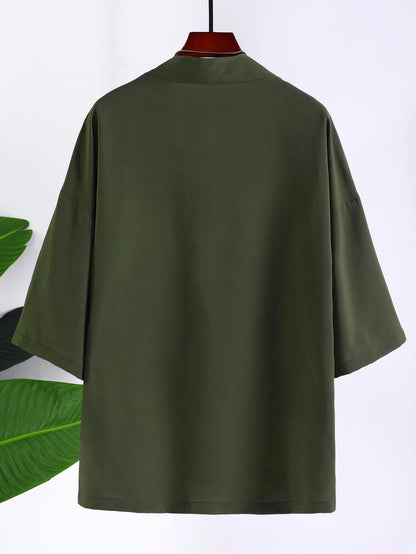 Manfinity Men Solid Drop Shoulder Kimono without Tee