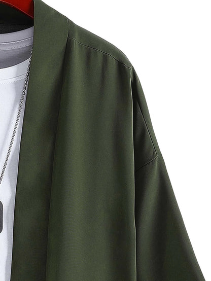 Manfinity Men Solid Drop Shoulder Kimono without Tee