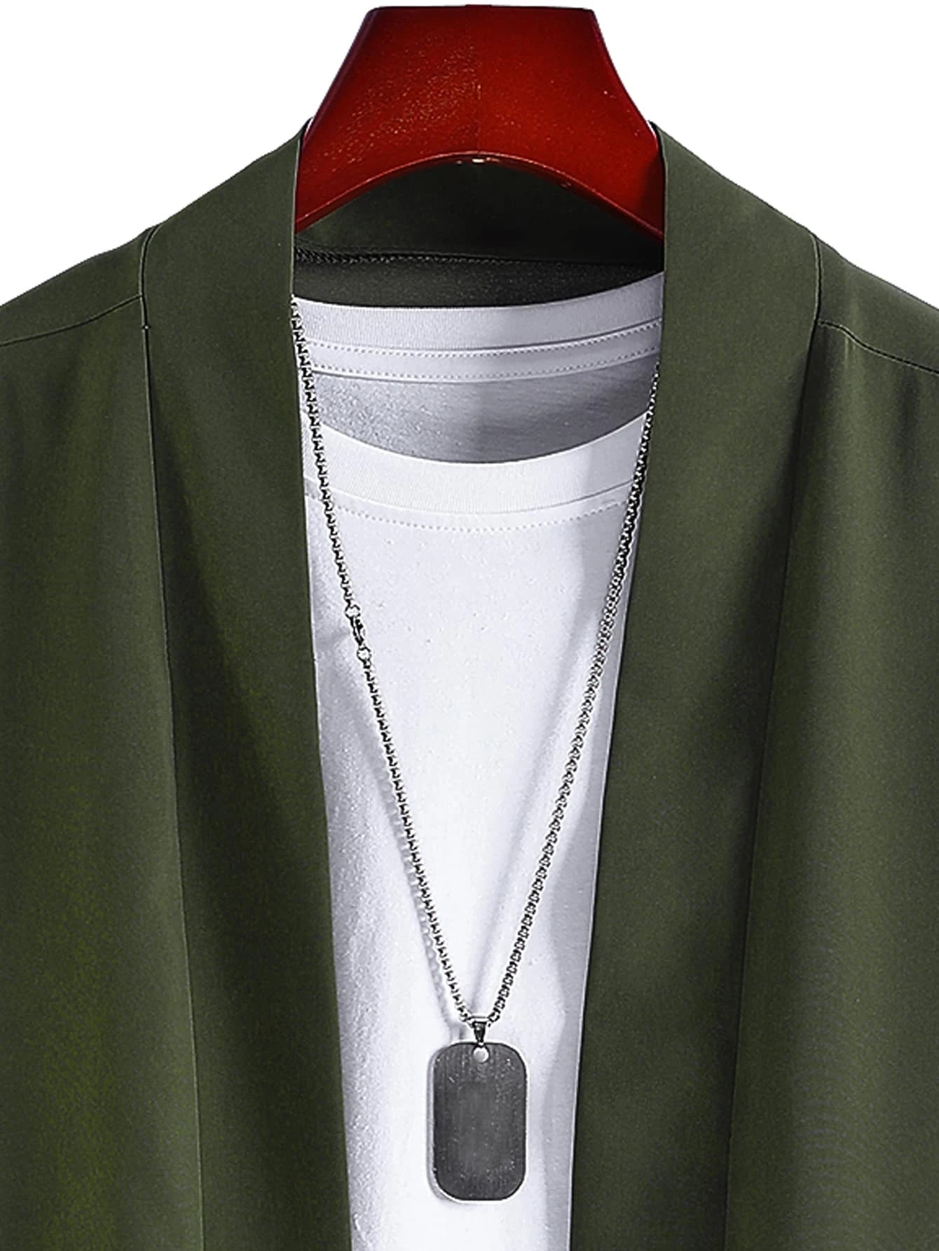 Manfinity Men Solid Drop Shoulder Kimono without Tee