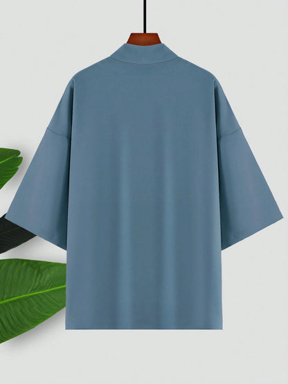 Manfinity Men Solid Drop Shoulder Kimono without Tee
