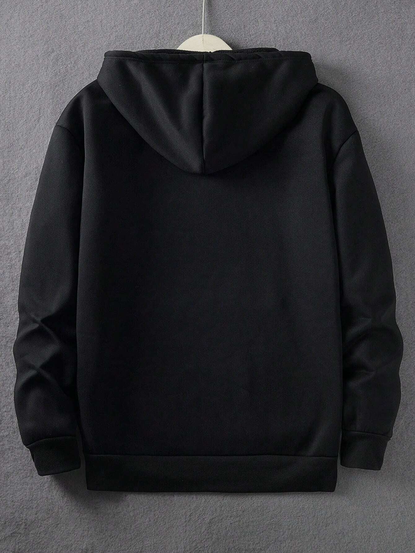 Men'S Character Letter Print Drawstring Hooded Sweatshirt
