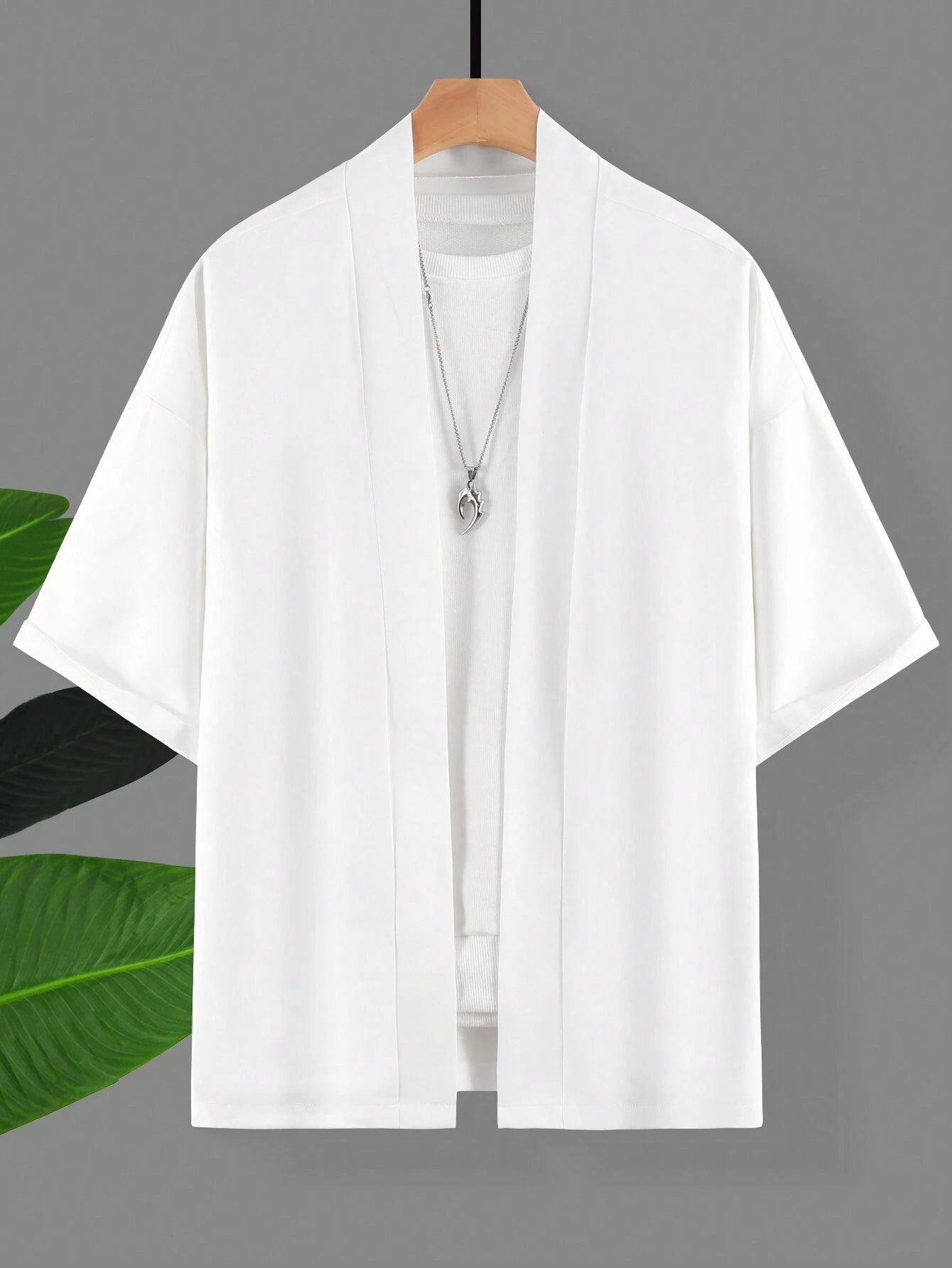 Manfinity Men Solid Drop Shoulder Kimono without Tee
