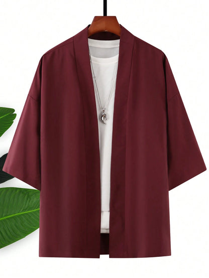 Manfinity Men Solid Drop Shoulder Kimono without Tee