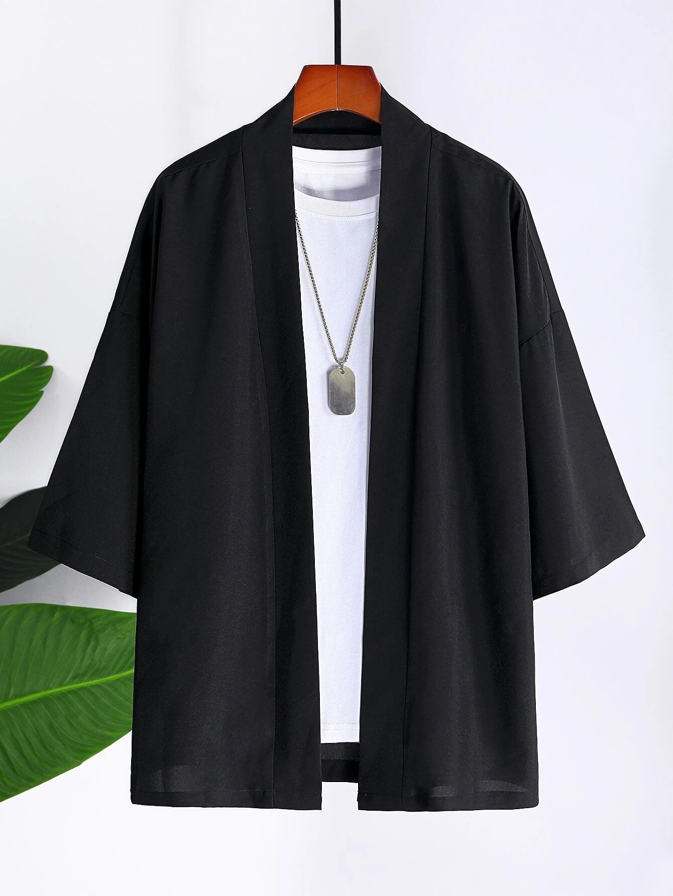 Manfinity Men Solid Drop Shoulder Kimono without Tee
