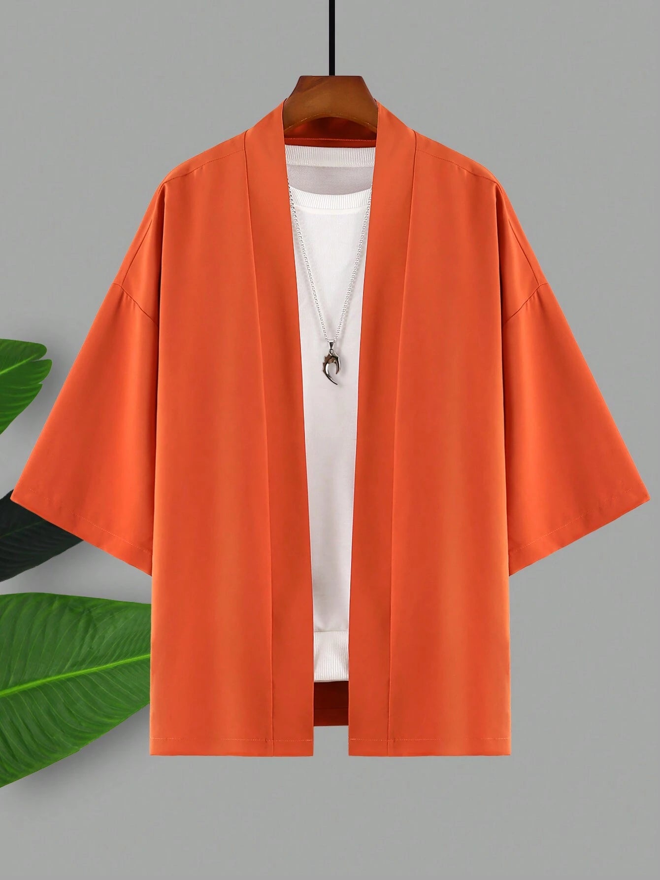 Manfinity Men Solid Drop Shoulder Kimono without Tee