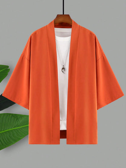 Manfinity Men Solid Drop Shoulder Kimono without Tee